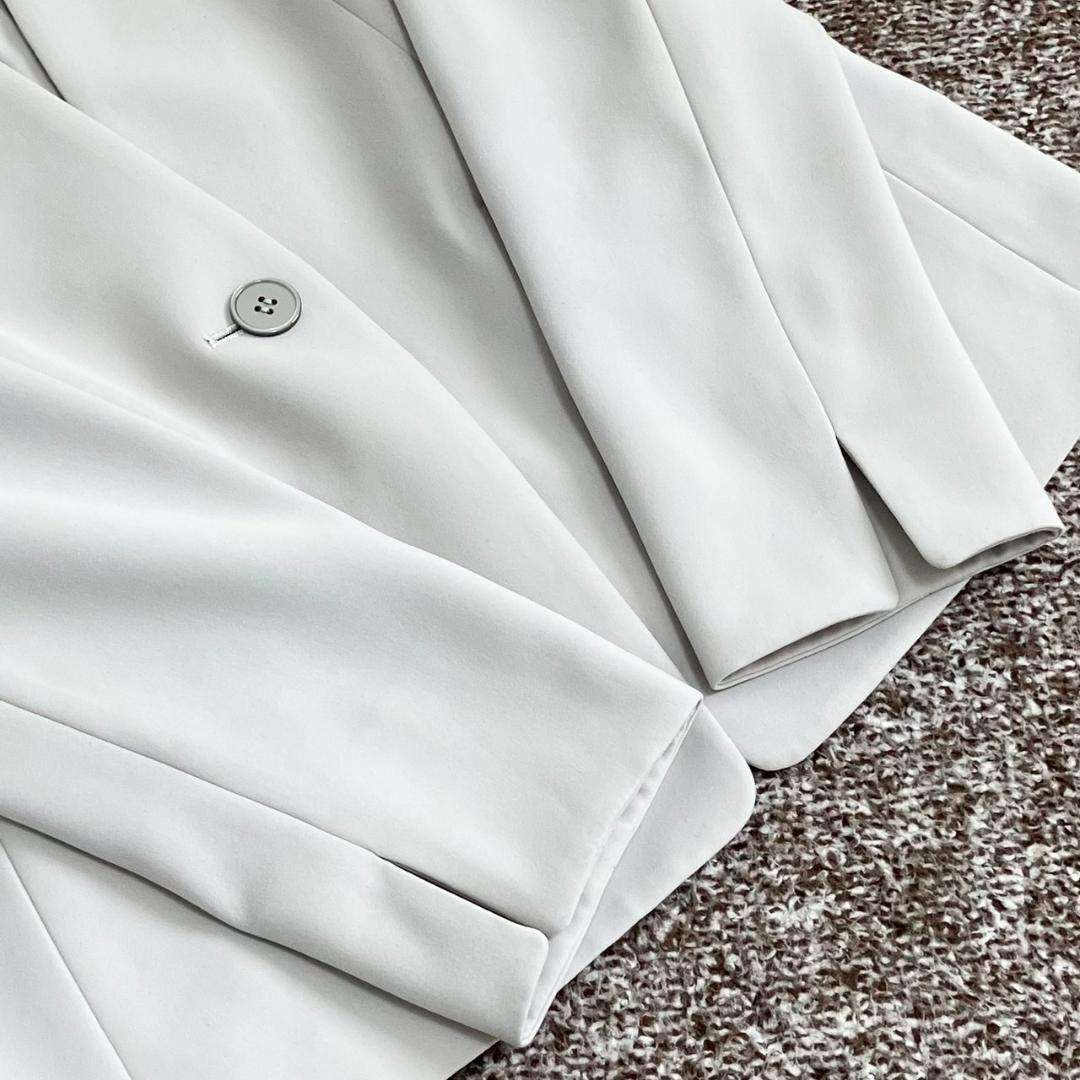 美品✨レミュー セットアップ ノーカラー 洗える ストレッチ 1B グレージュ