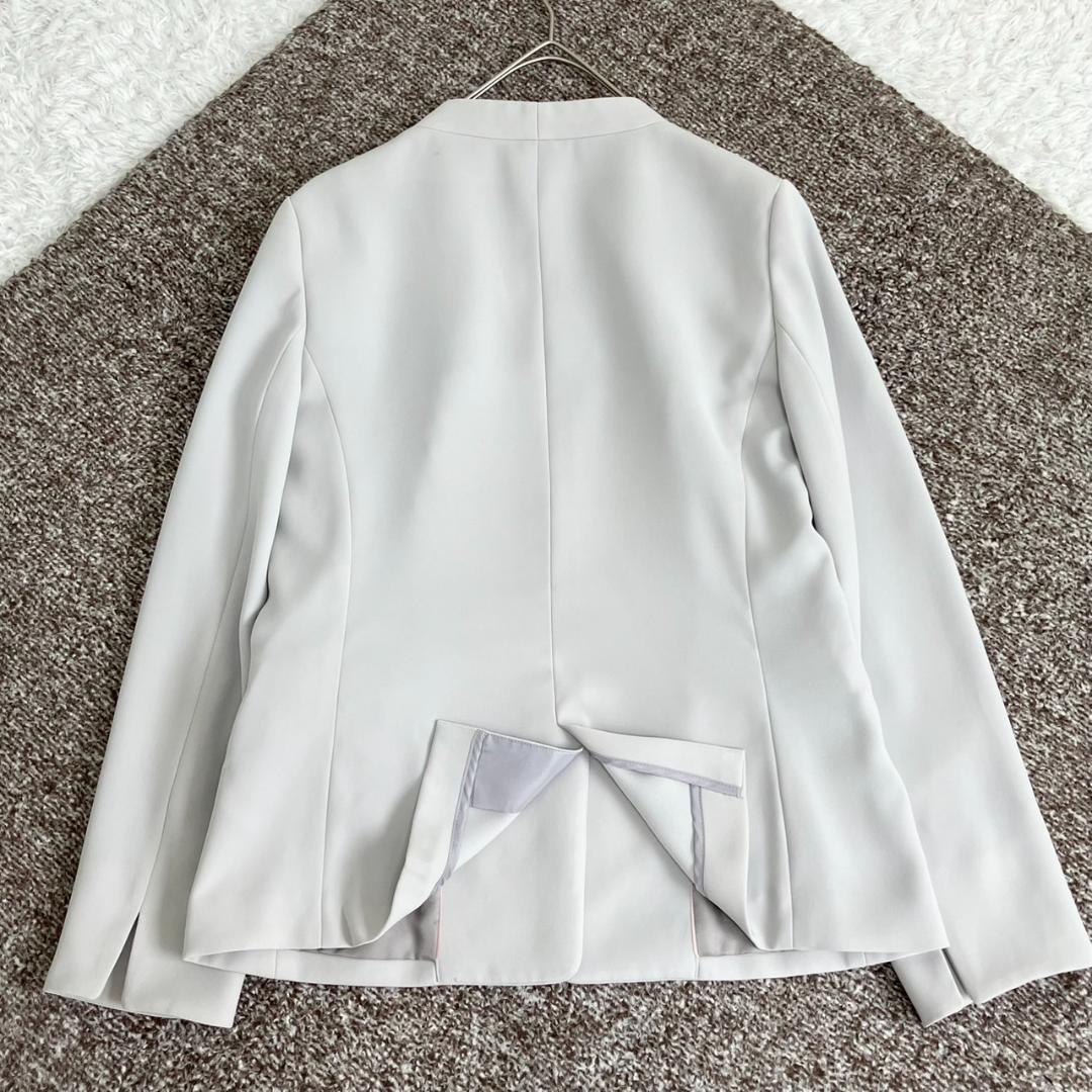 美品✨レミュー セットアップ ノーカラー 洗える ストレッチ 1B グレージュ