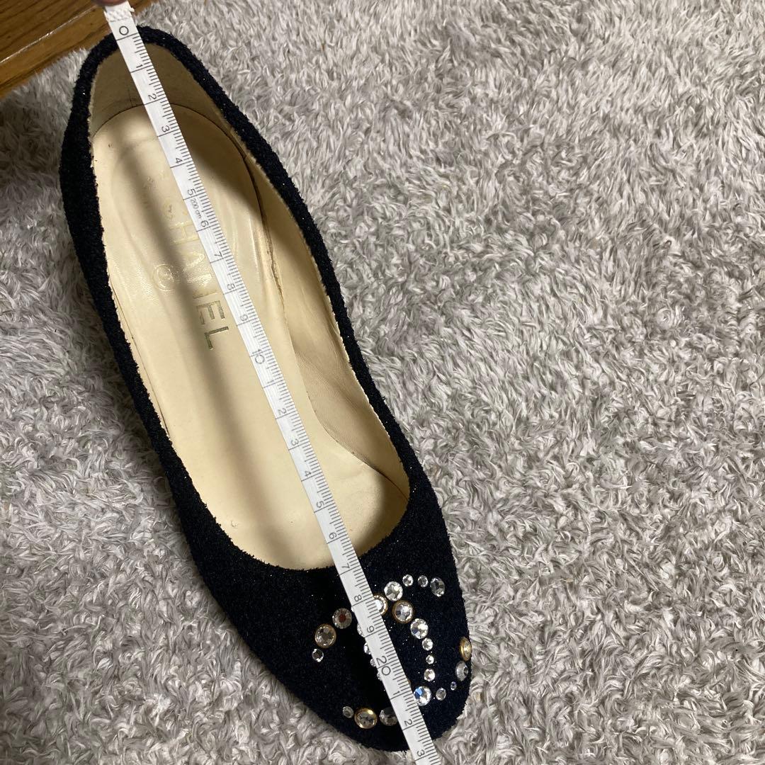 CHANEL パンプス ★ココマーク ラインストーン、ツィード、38.5サイズ