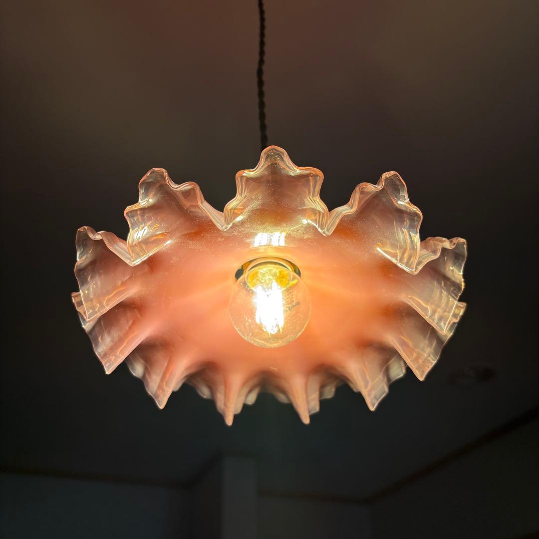 フランスアンティーク　オパールセントガラスシェード