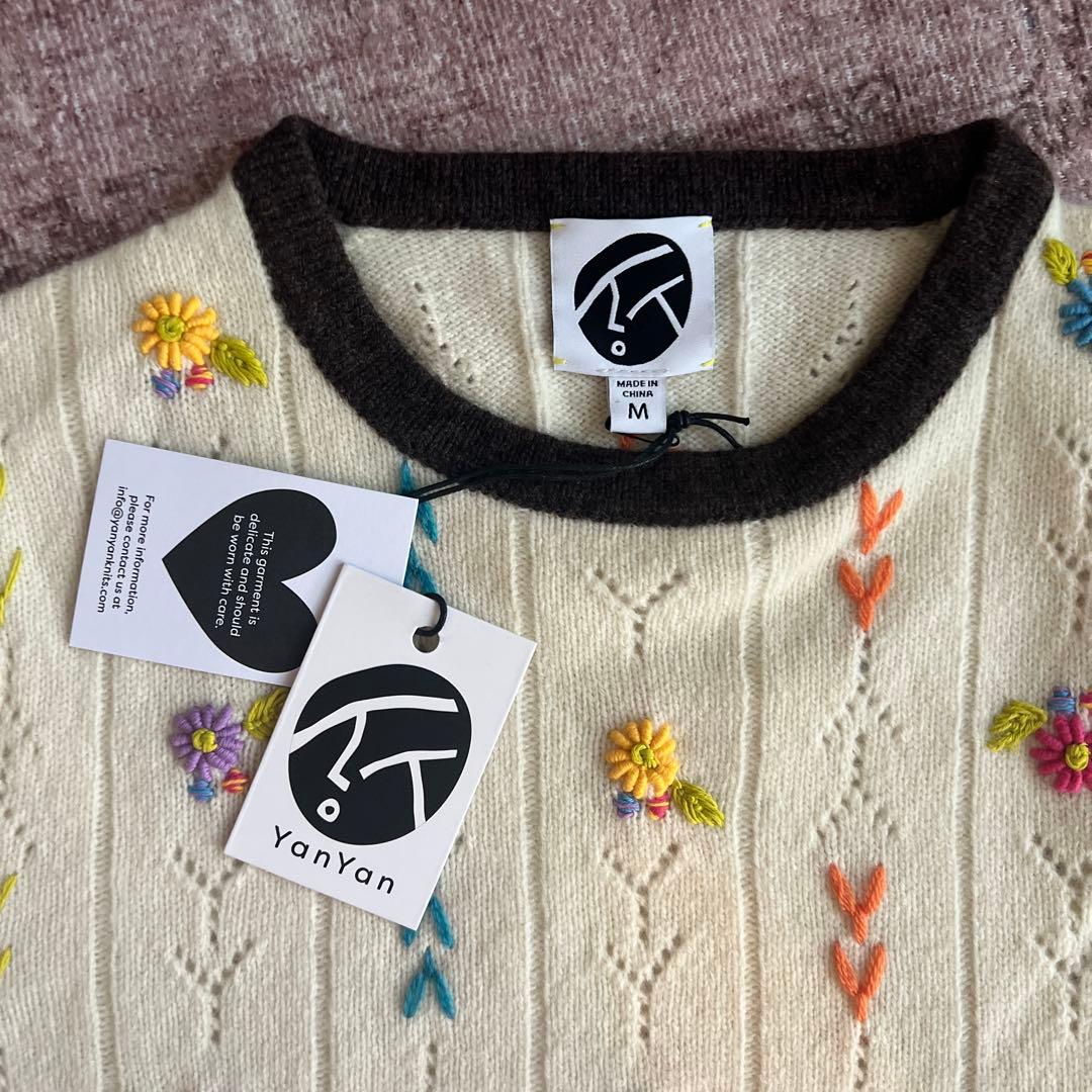 YanYan 花柄刺繍 ミニニットワンピース Mサイズ