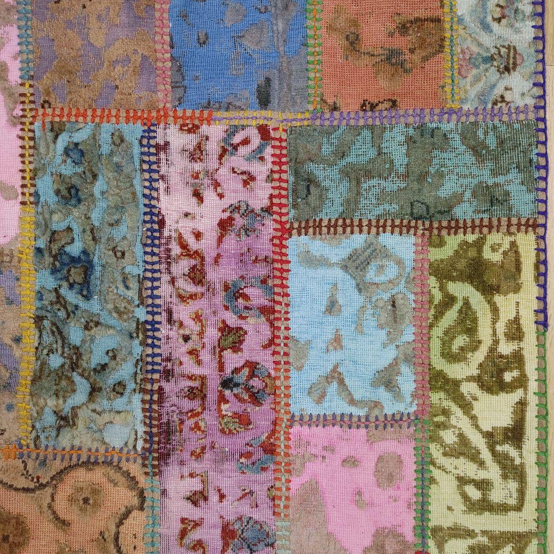 ペルシャ絨毯　手織り　オールド　パッチワーク　z173 497x80 cm