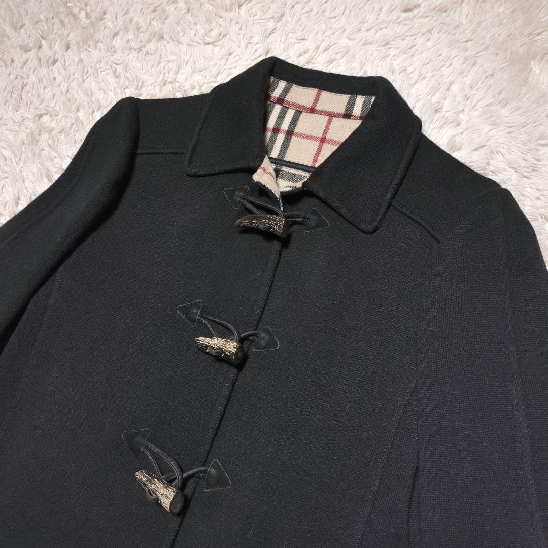 極美品！バーバリーロンドン　ウールダッフルコート ノバチェック　トグル　水牛　L