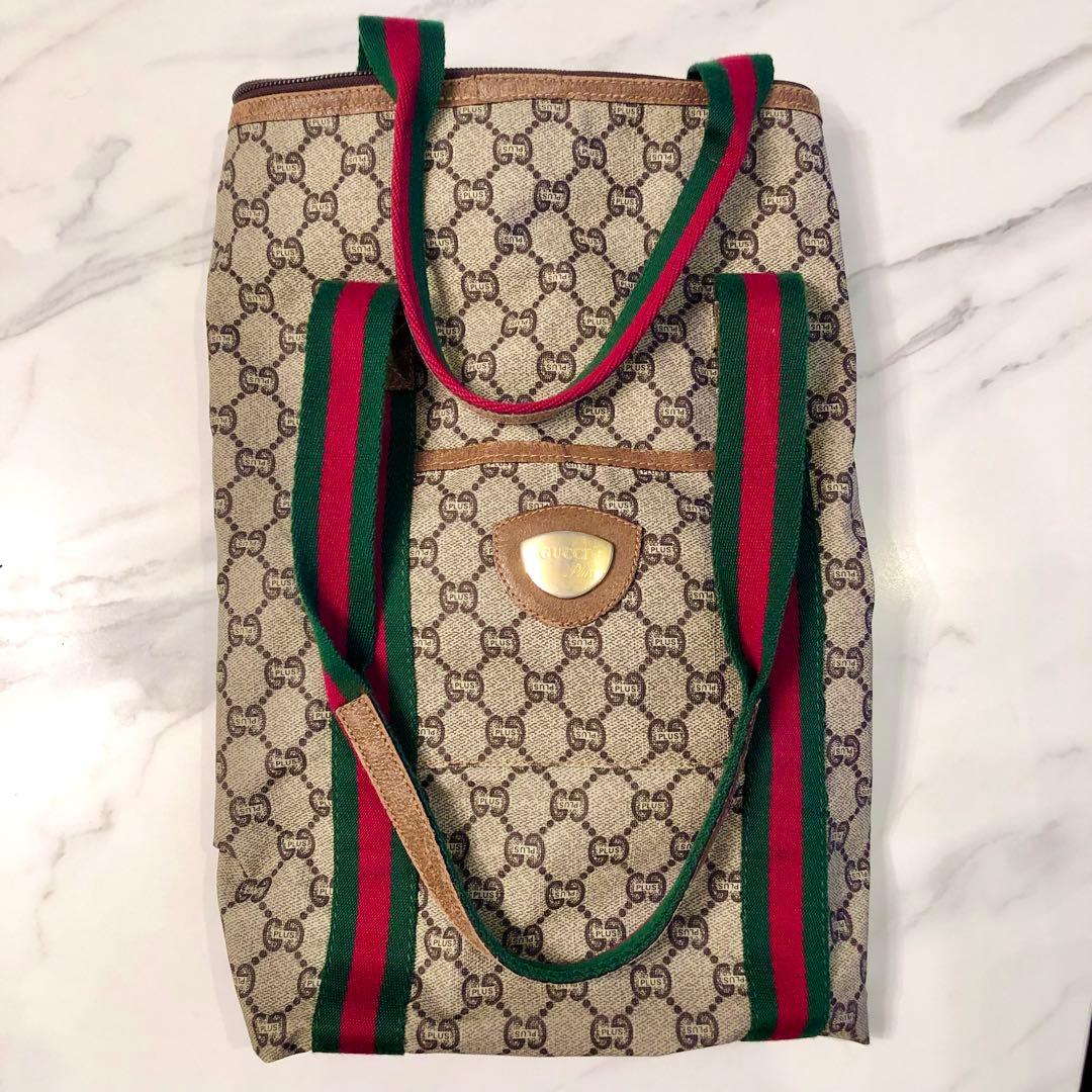 GUCCI キャンバス ボストンバッグ シェリーライン プラス PVC