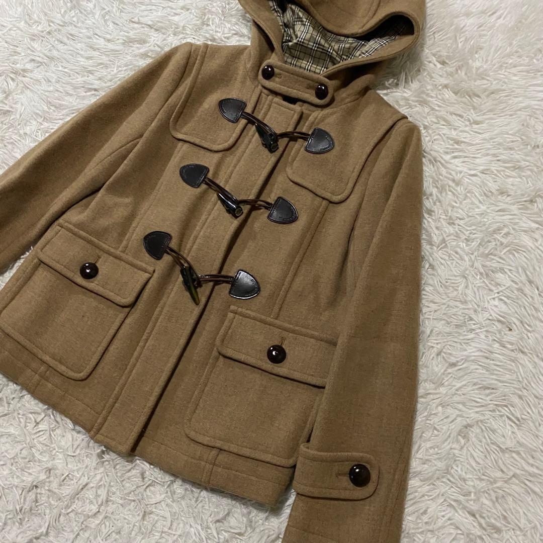 【美品】バーバリーブルーレーベル　ダッフルコート　ノバチェック　ブラウン　S