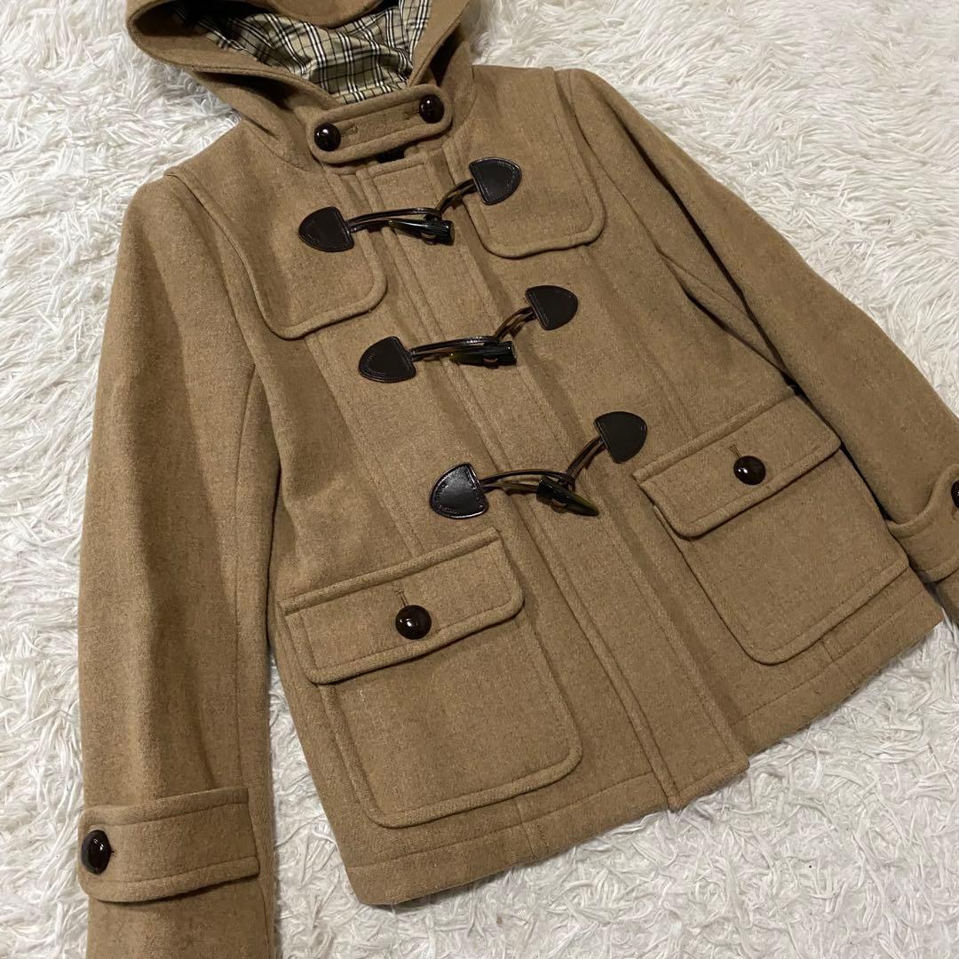 【美品】バーバリーブルーレーベル　ダッフルコート　ノバチェック　ブラウン　S