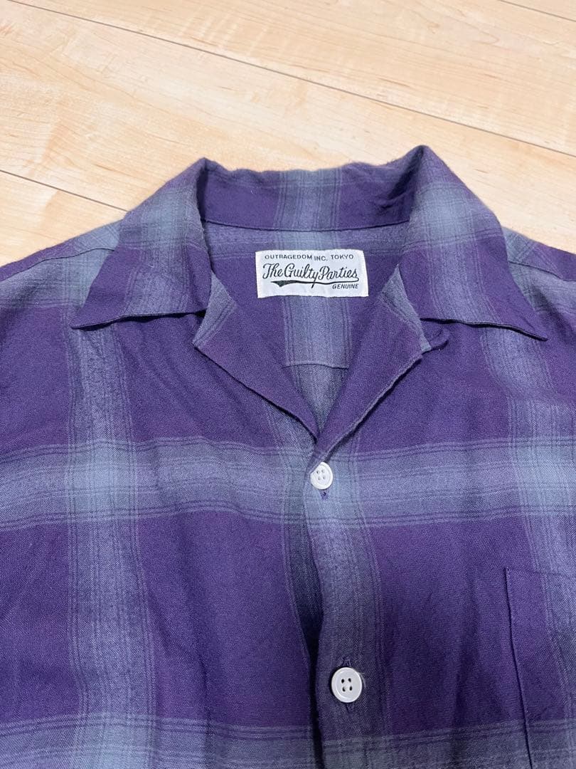 ワコマリア　紫 チェック柄 長袖ネルシャツ