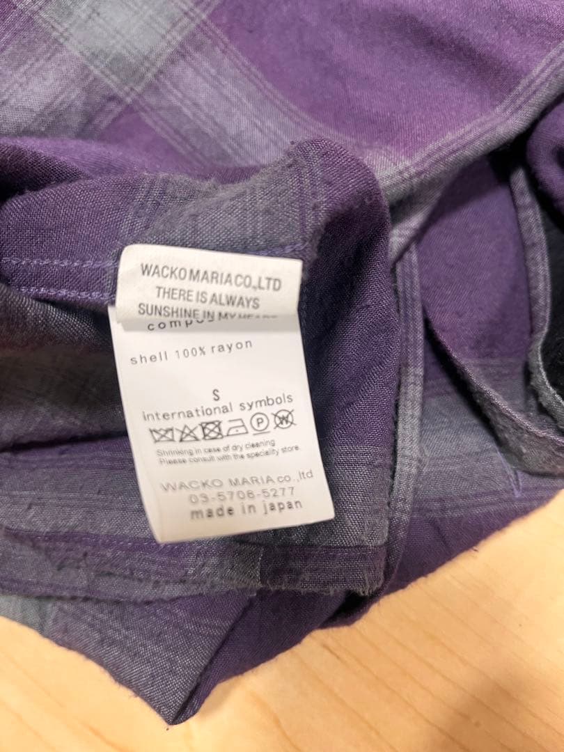 ワコマリア　紫 チェック柄 長袖ネルシャツ