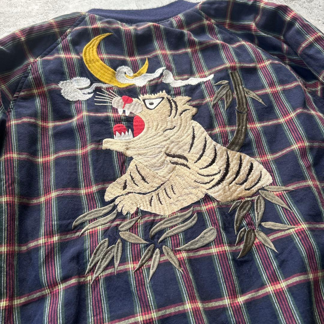 HOUSTON リバーシブルスカジャン サテン 虎 龍 Japan サイズL