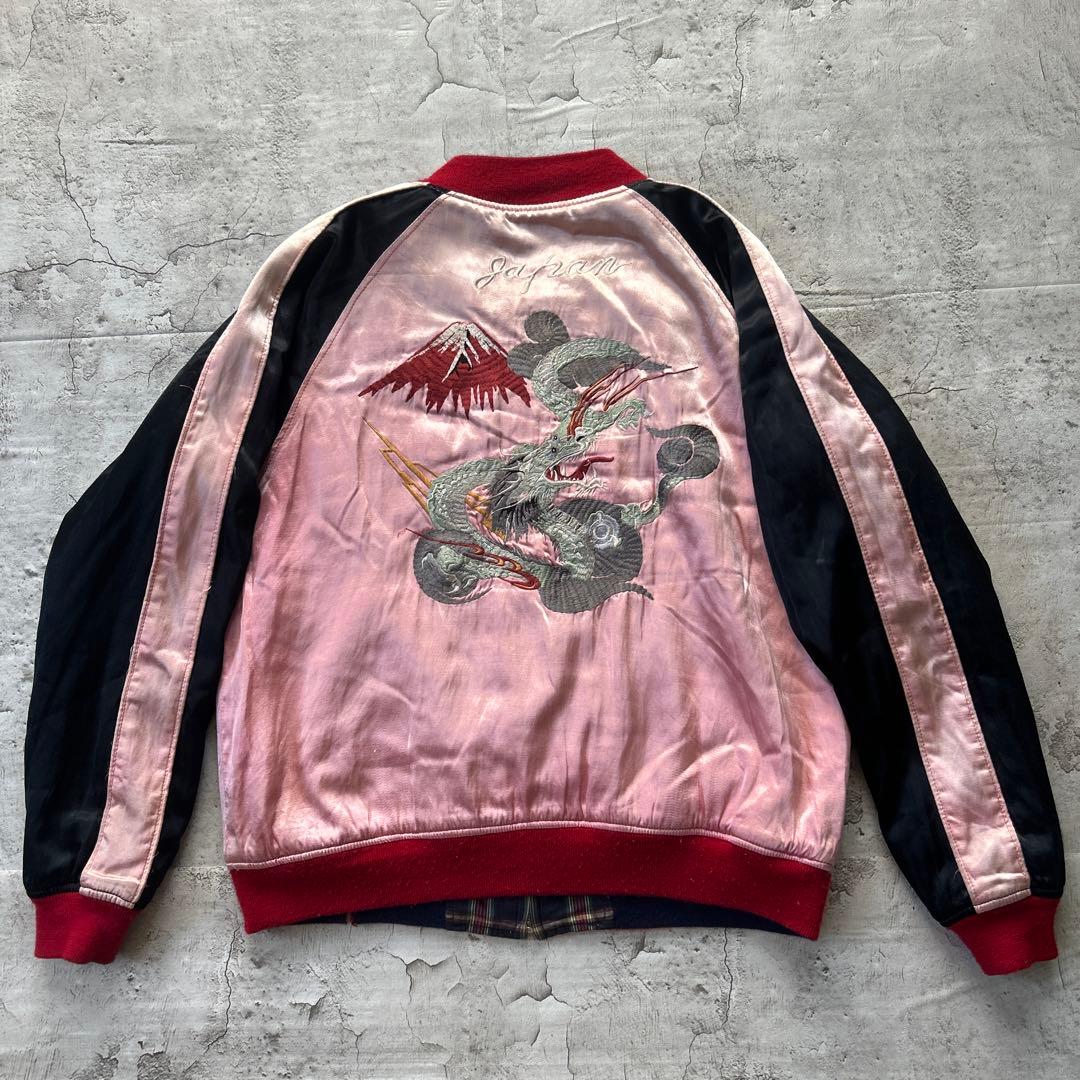 HOUSTON リバーシブルスカジャン サテン 虎 龍 Japan サイズL