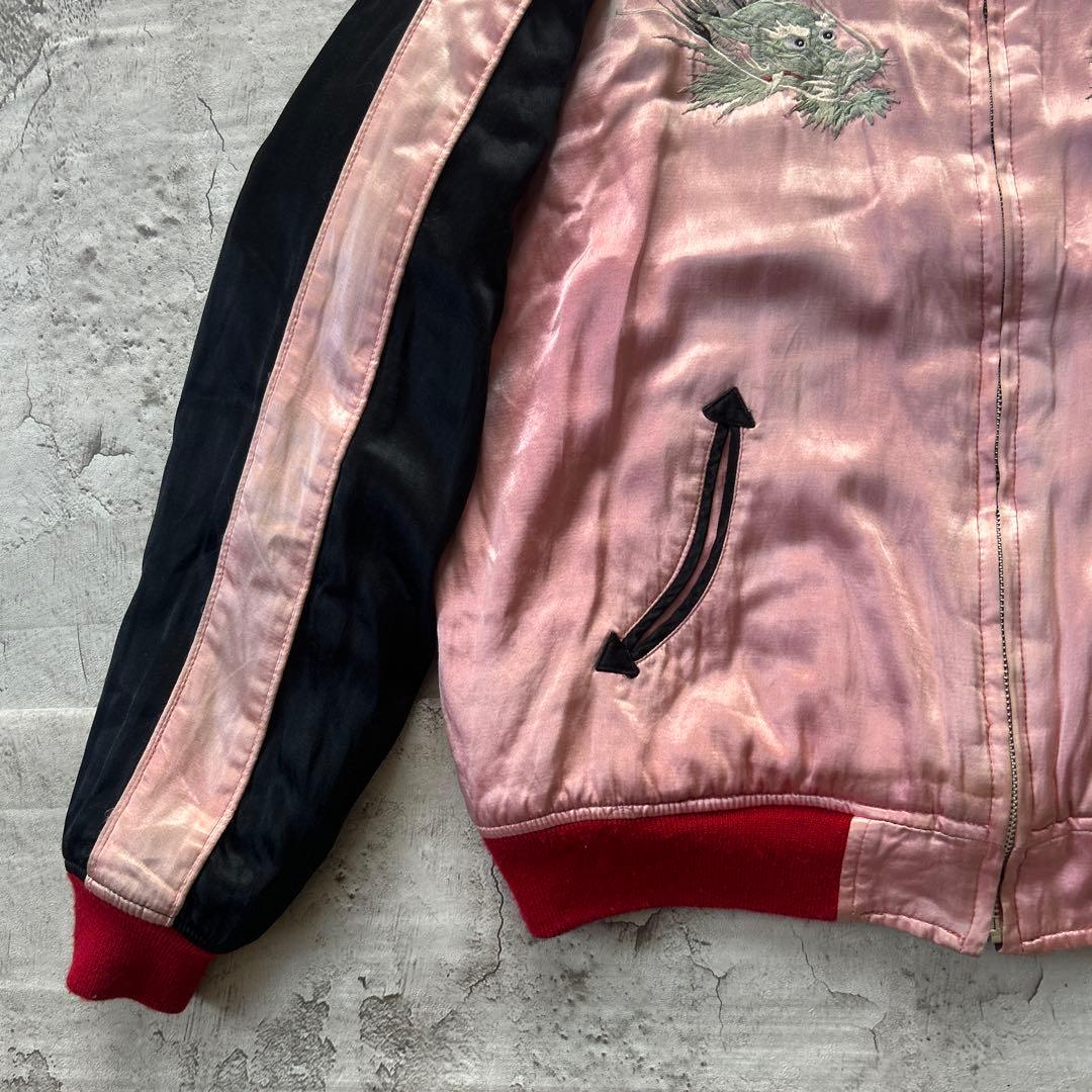 HOUSTON リバーシブルスカジャン サテン 虎 龍 Japan サイズL