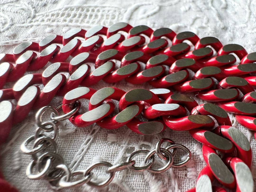 ディーゼル diesel シルバー レッド ネックレス チョーカー チェーン