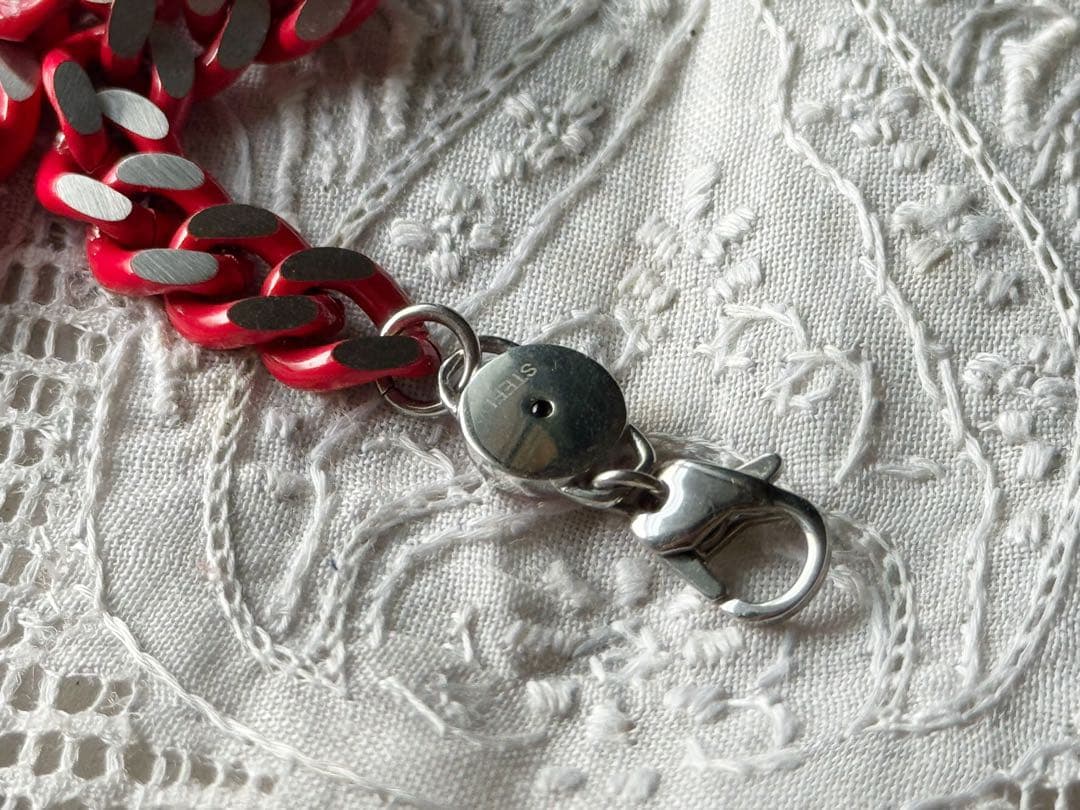 ディーゼル diesel シルバー レッド ネックレス チョーカー チェーン