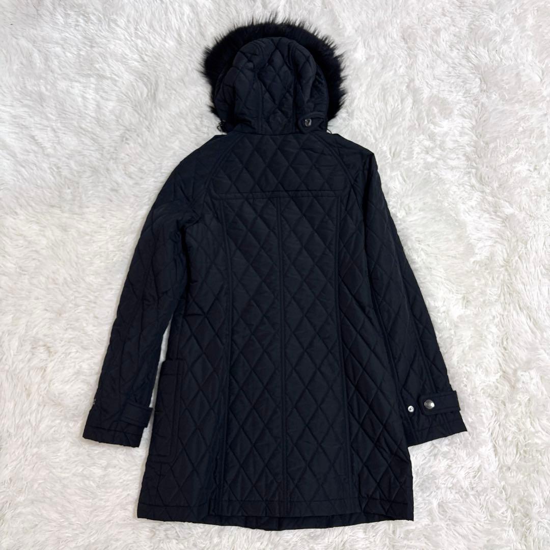 バーバリー キルティング ダッフルコート 中綿 ファー フード　ブラック