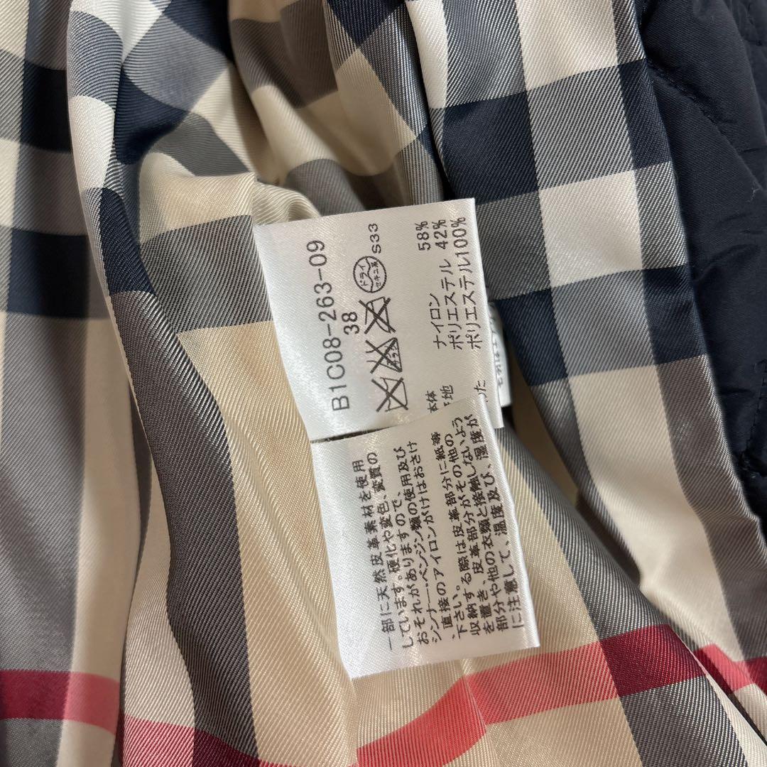 バーバリー キルティング ダッフルコート 中綿 ファー フード　ブラック