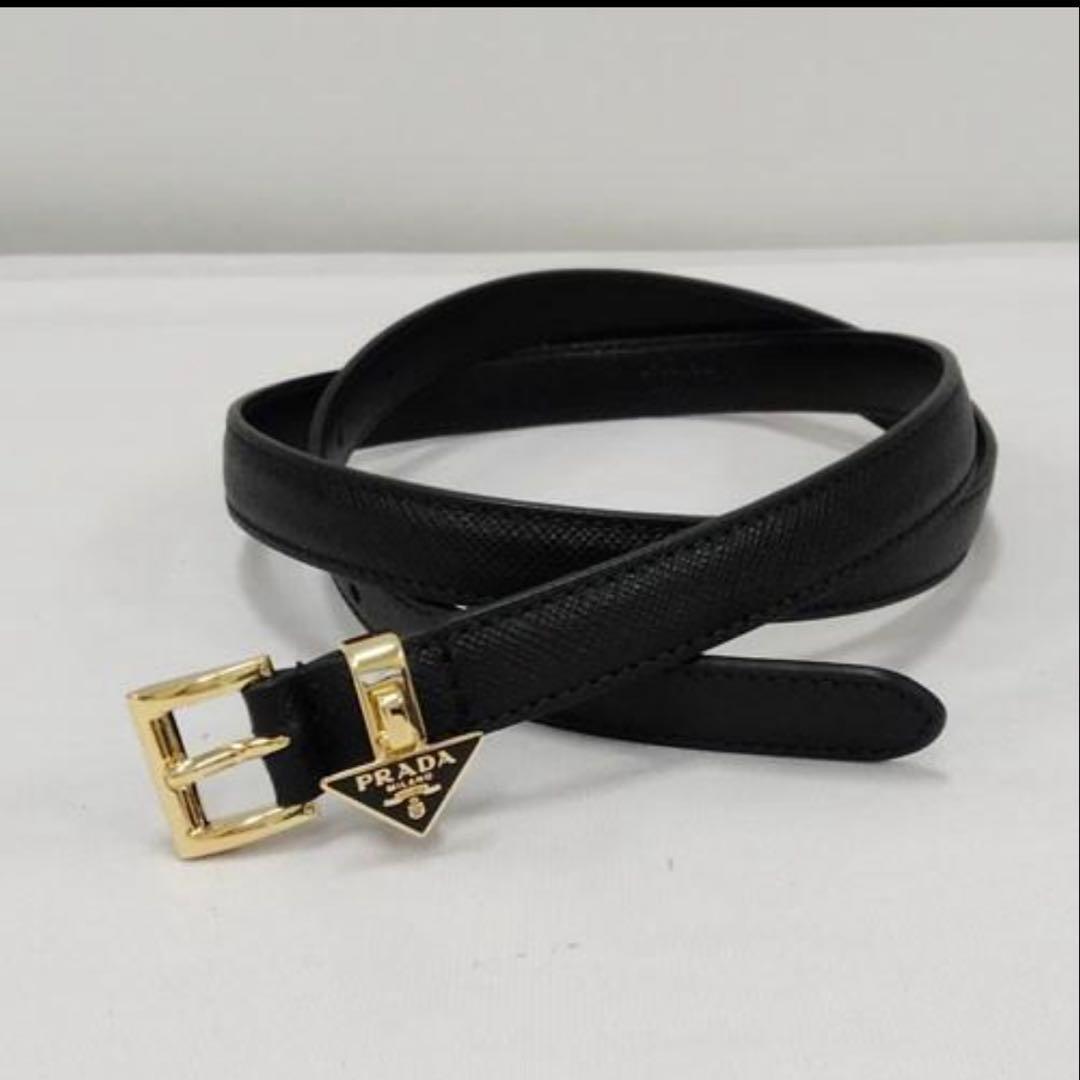 PRADA プラダ ベルト サフィアーノ レザー レディース 70cm ブラック