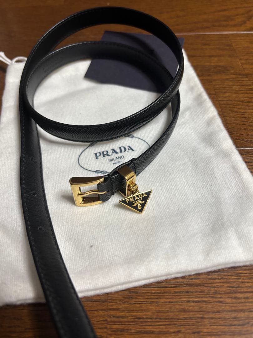 PRADA プラダ ベルト サフィアーノ レザー レディース 70cm ブラック