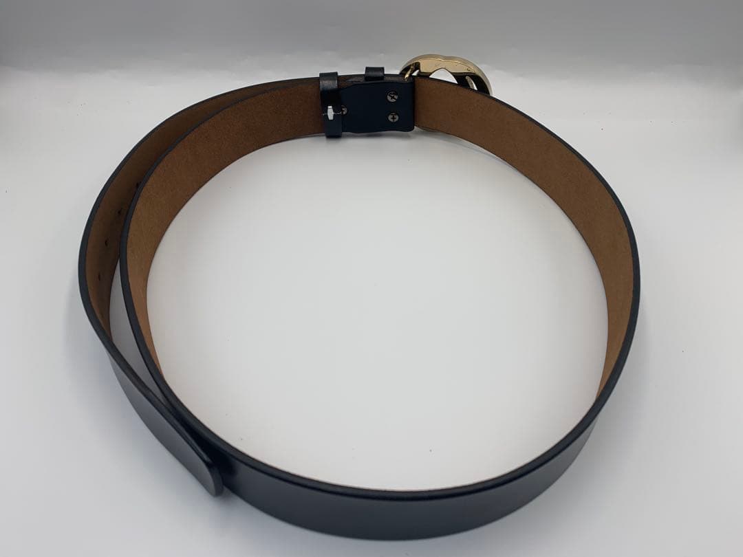 【美品】グッチ　GUCCI ダブルGロゴ ブラックレザーベルト　メンズ　P55