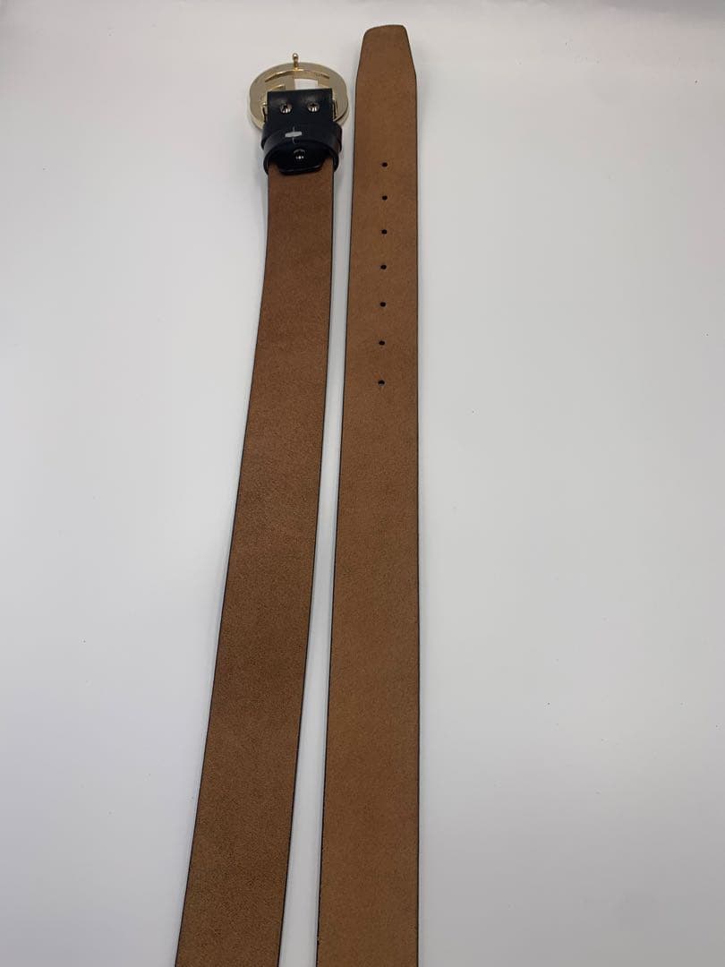 【美品】グッチ　GUCCI ダブルGロゴ ブラックレザーベルト　メンズ　P55