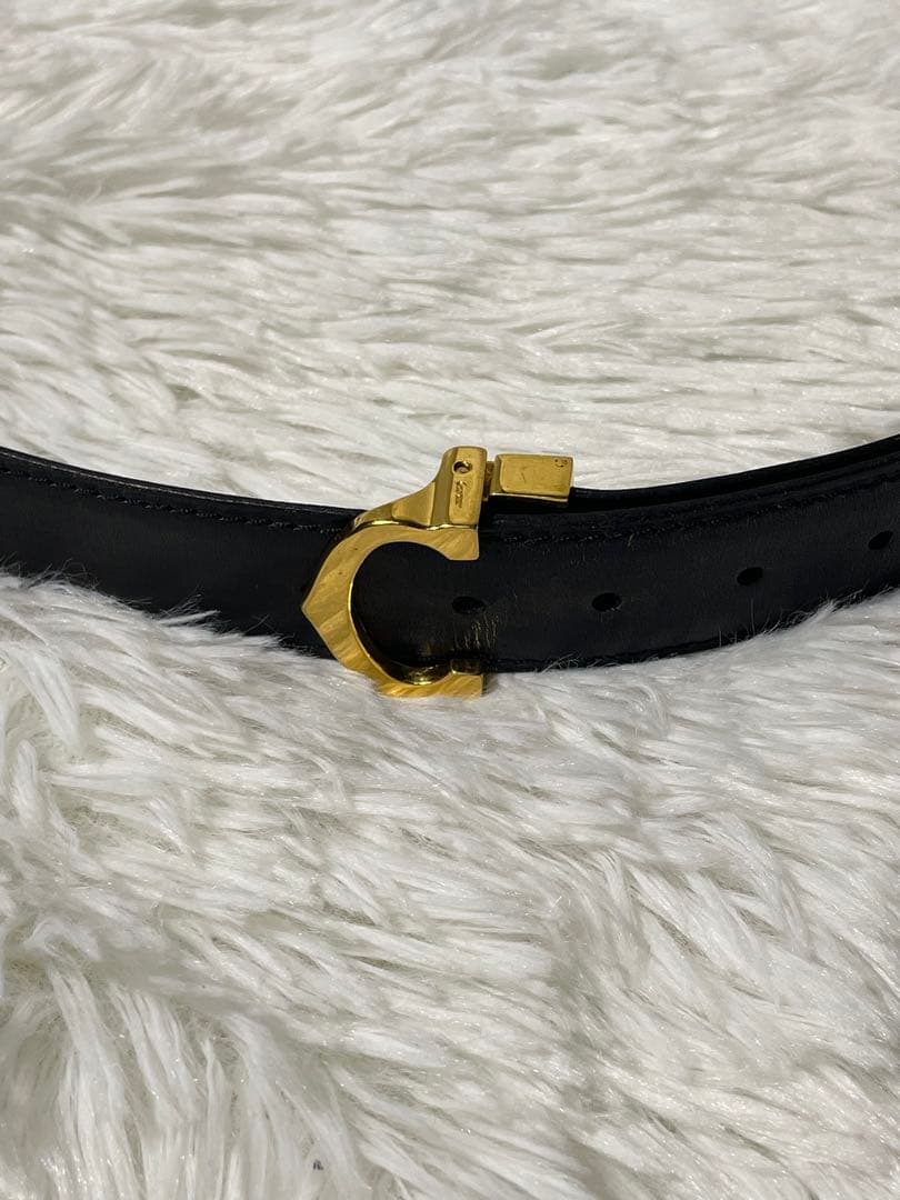 カルティエ must de Cartier 本革　レザーベルト 黒 ゴールド金具