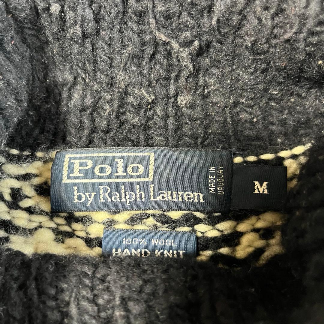 ウルグアイ製 古着 90's ラルフローレン 求心柄 ハンド ニット セーター