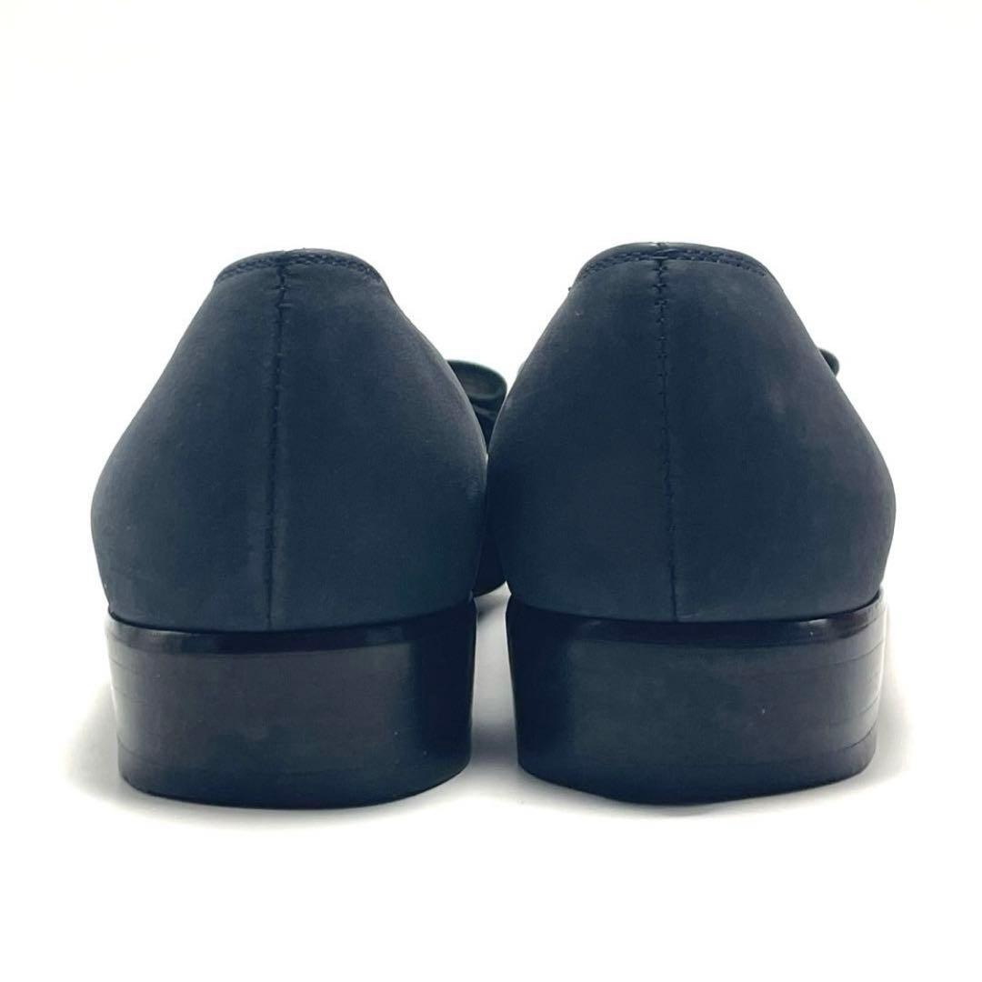 フェラガモ ヴァラ リボン パンプス ヌバック 23cm レディース ブルー系