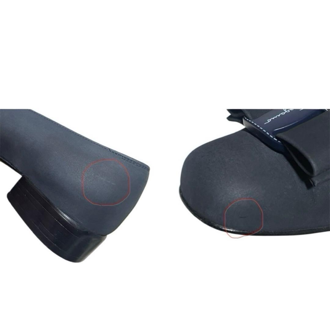 フェラガモ ヴァラ リボン パンプス ヌバック 23cm レディース ブルー系