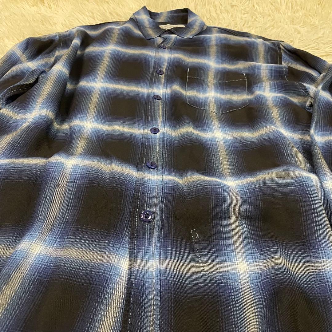 REMI RELIEF BEAMS PLUS シャドウチェックシャツ 黒 青