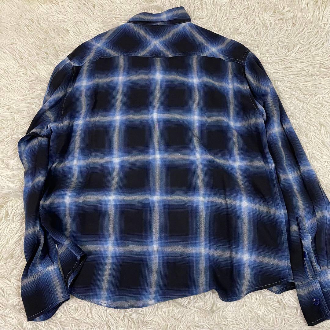 REMI RELIEF BEAMS PLUS シャドウチェックシャツ 黒 青