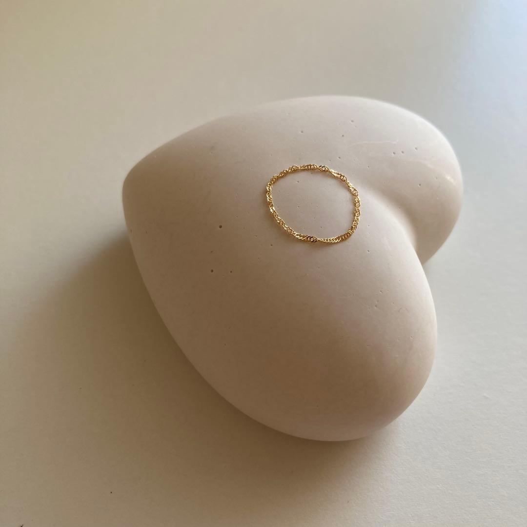 新品❣️18金✨K18✨リング 日本製 チェーンリング 15号 つけっぱなし