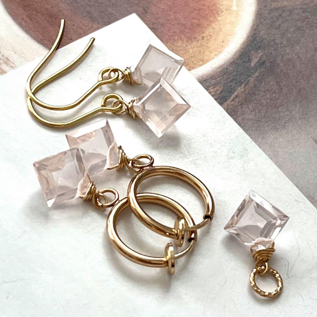 kao☺︎ 宝石質枠トパーズピアス　14kgf④に変更　11月誕生石