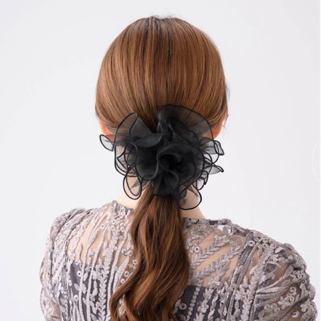 Ameri♡さんへ 新作 レイヤードフリル シュシュ ブラック