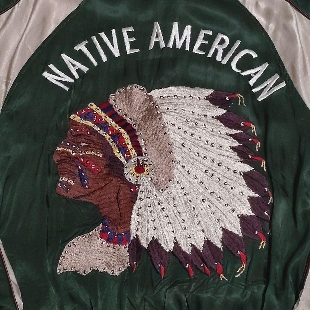 【希少】HOUSTON リバーシブル 刺繍スカジャン　ネイティブアメリカン