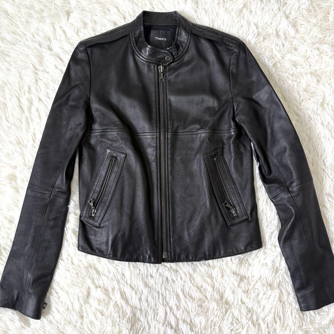 【極美品】Theory セオリー　ラムレザー　シングル　ライダースジャケット