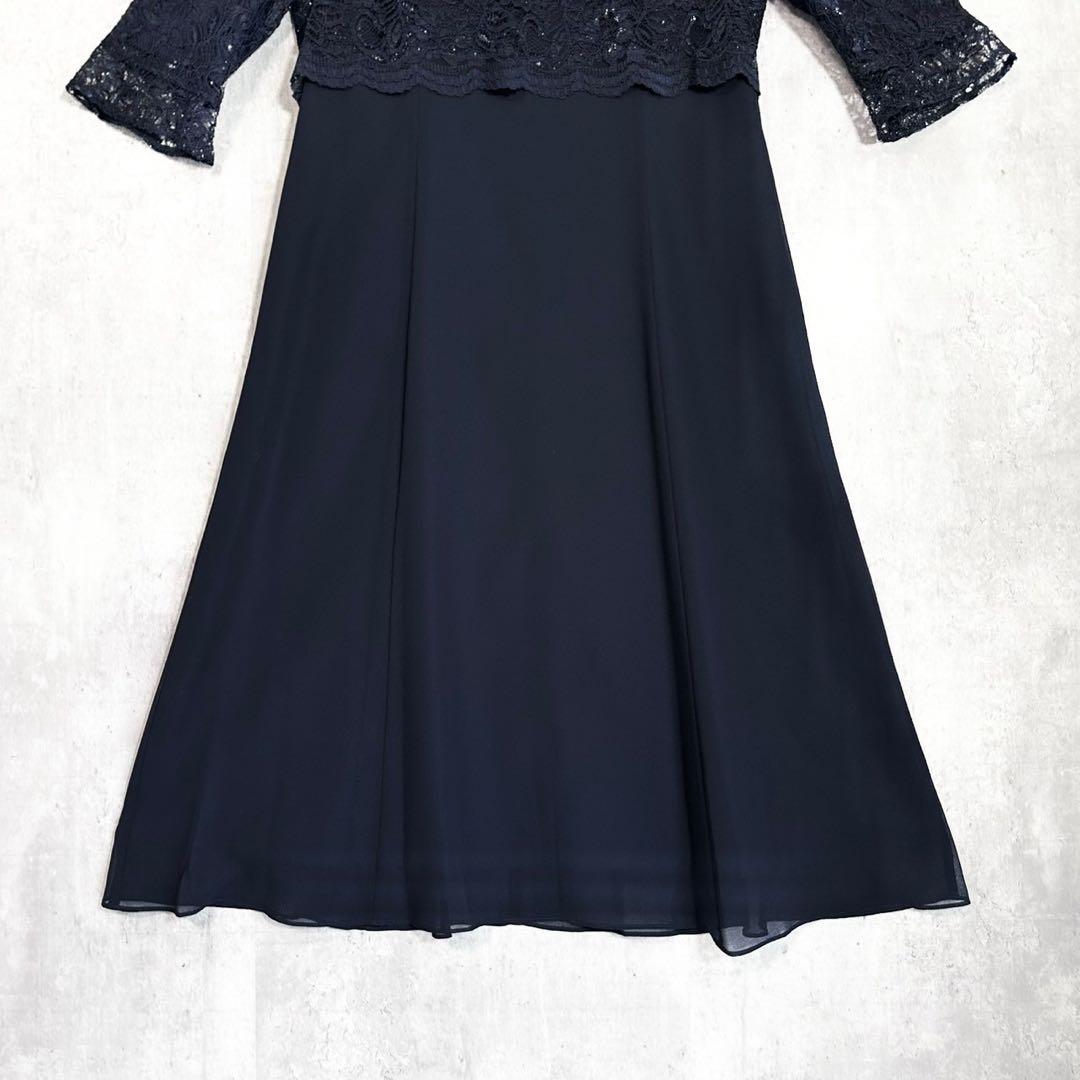 極美品⭐︎ INFINE 大きいサイズ 15号 ワンピースセットアップ　紺