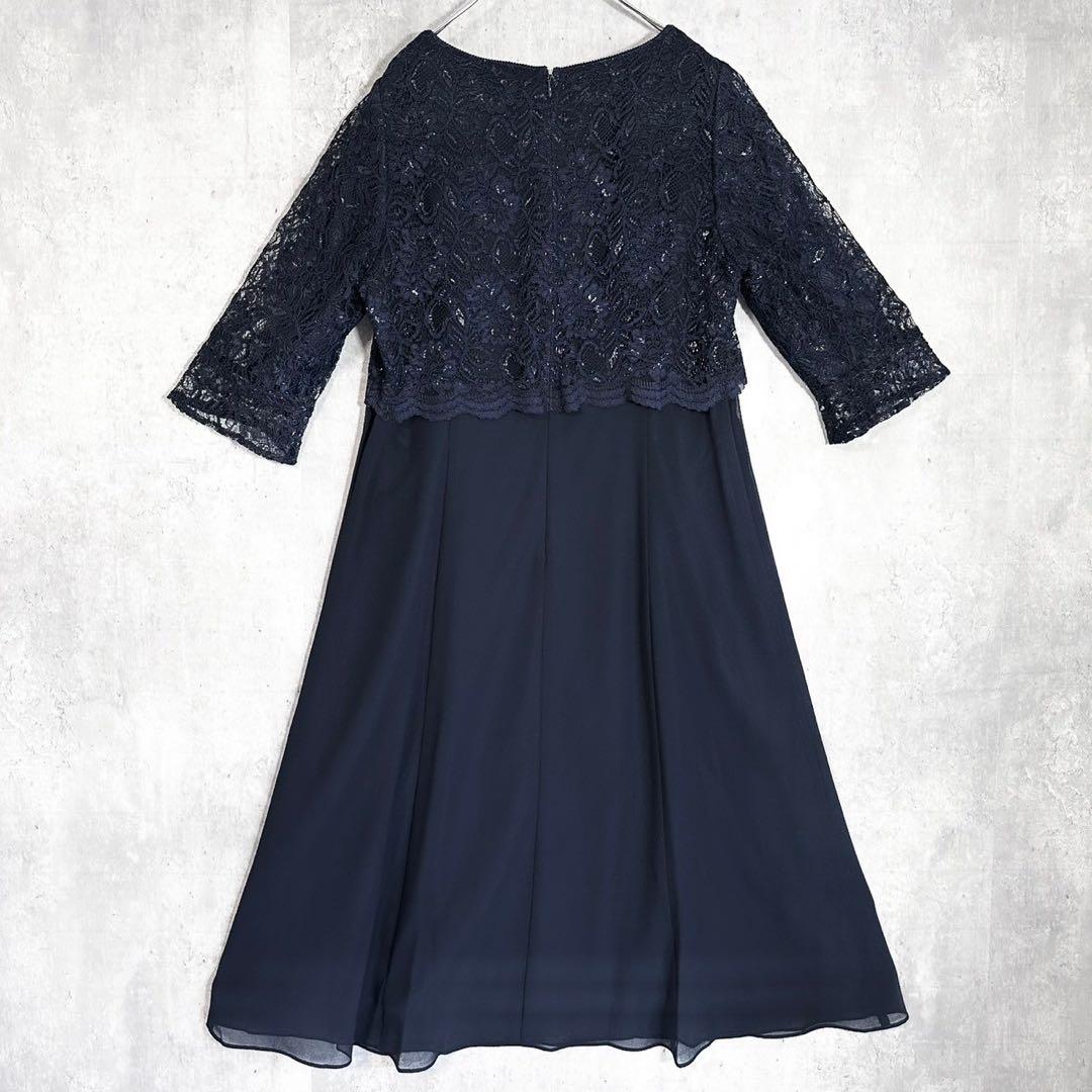 極美品⭐︎ INFINE 大きいサイズ 15号 ワンピースセットアップ　紺
