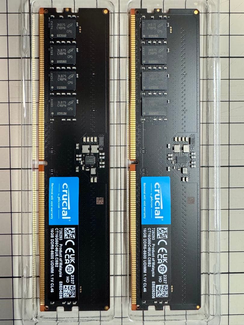 【美品】Crucial DDR5-5600 32GB KIT 16GB2枚組