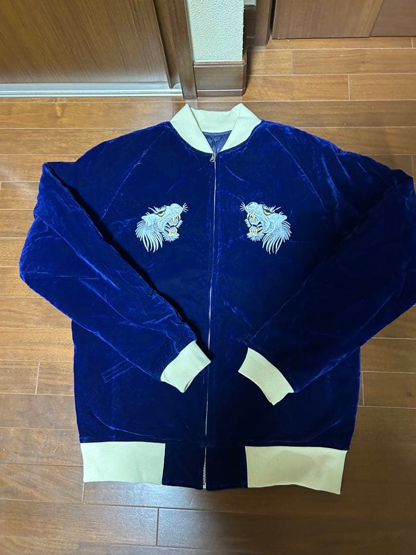 ラピーヌ　スカジャン ネイビー 別珍リバーシブル　L