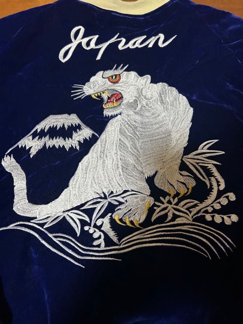 ラピーヌ　スカジャン ネイビー 別珍リバーシブル　L