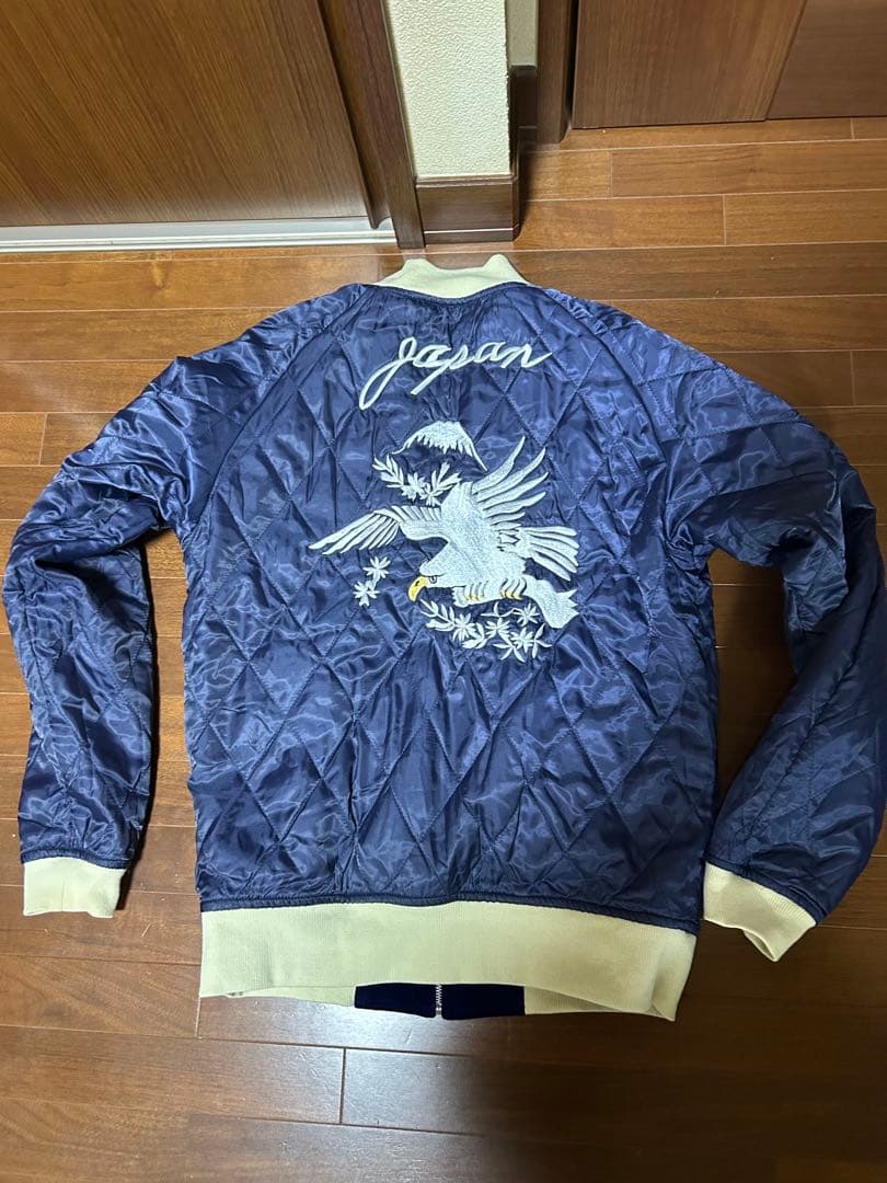 ラピーヌ　スカジャン ネイビー 別珍リバーシブル　L