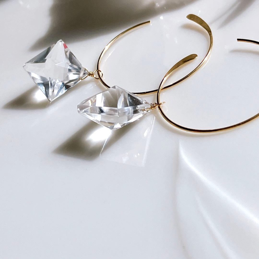 琥珀◆水晶フープピアス他