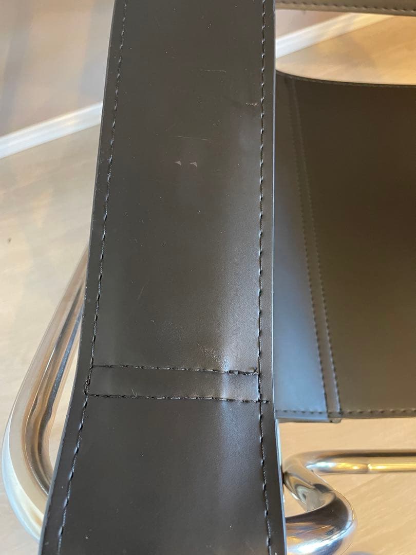 リプロダクト ワシリーチェア 折りたたみ式 デザイナーズチェア レザー ブラック