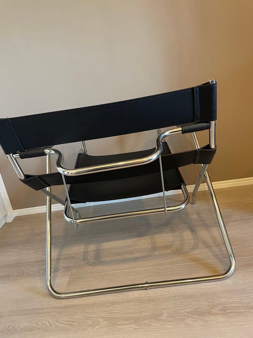リプロダクト ワシリーチェア 折りたたみ式 デザイナーズチェア レザー ブラック