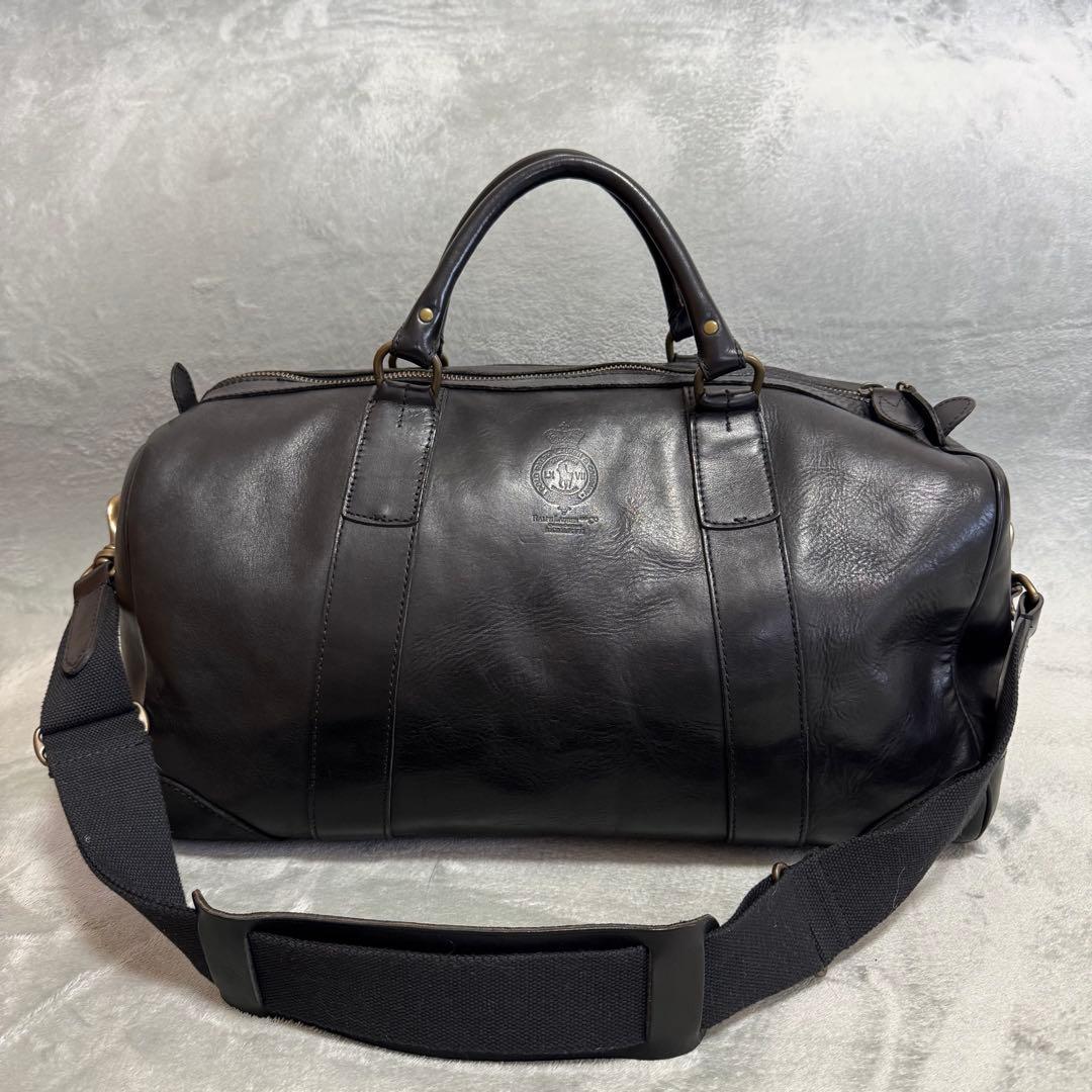 90s Polo Ralph Lauren レザー ダッフルバッグ ブラック