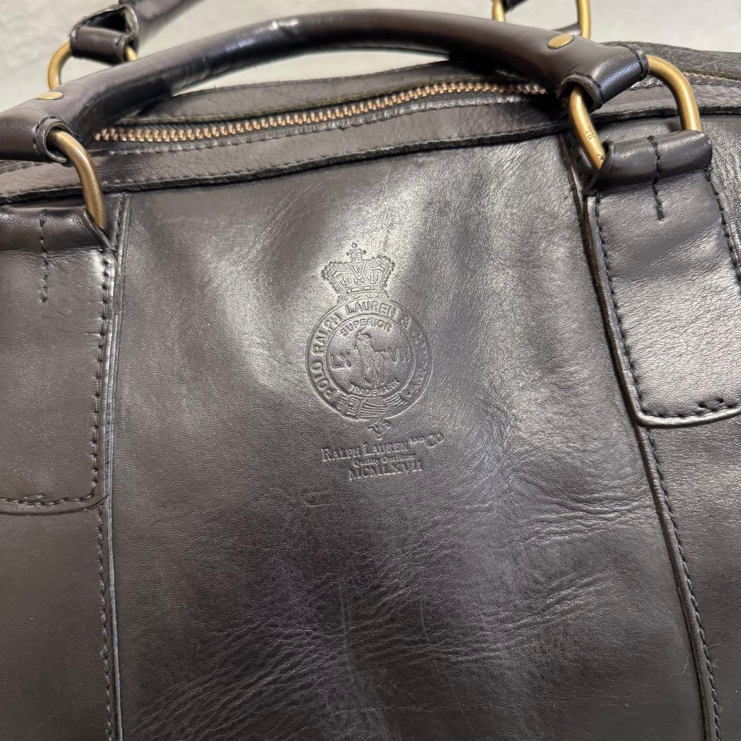 90s Polo Ralph Lauren レザー ダッフルバッグ ブラック