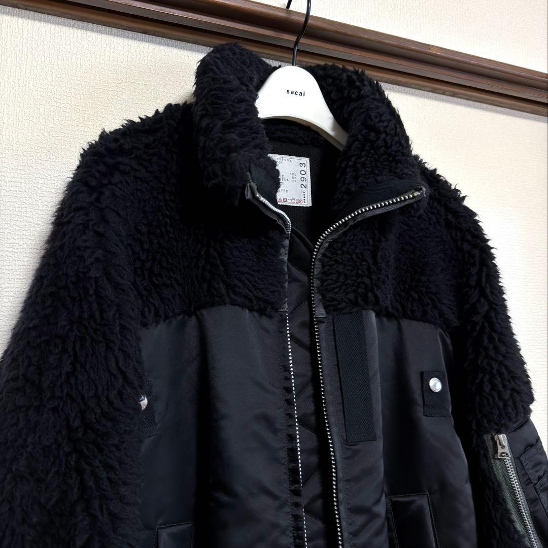 極美品sacai ボアフリース MA1 NylonTwillBlouson 2