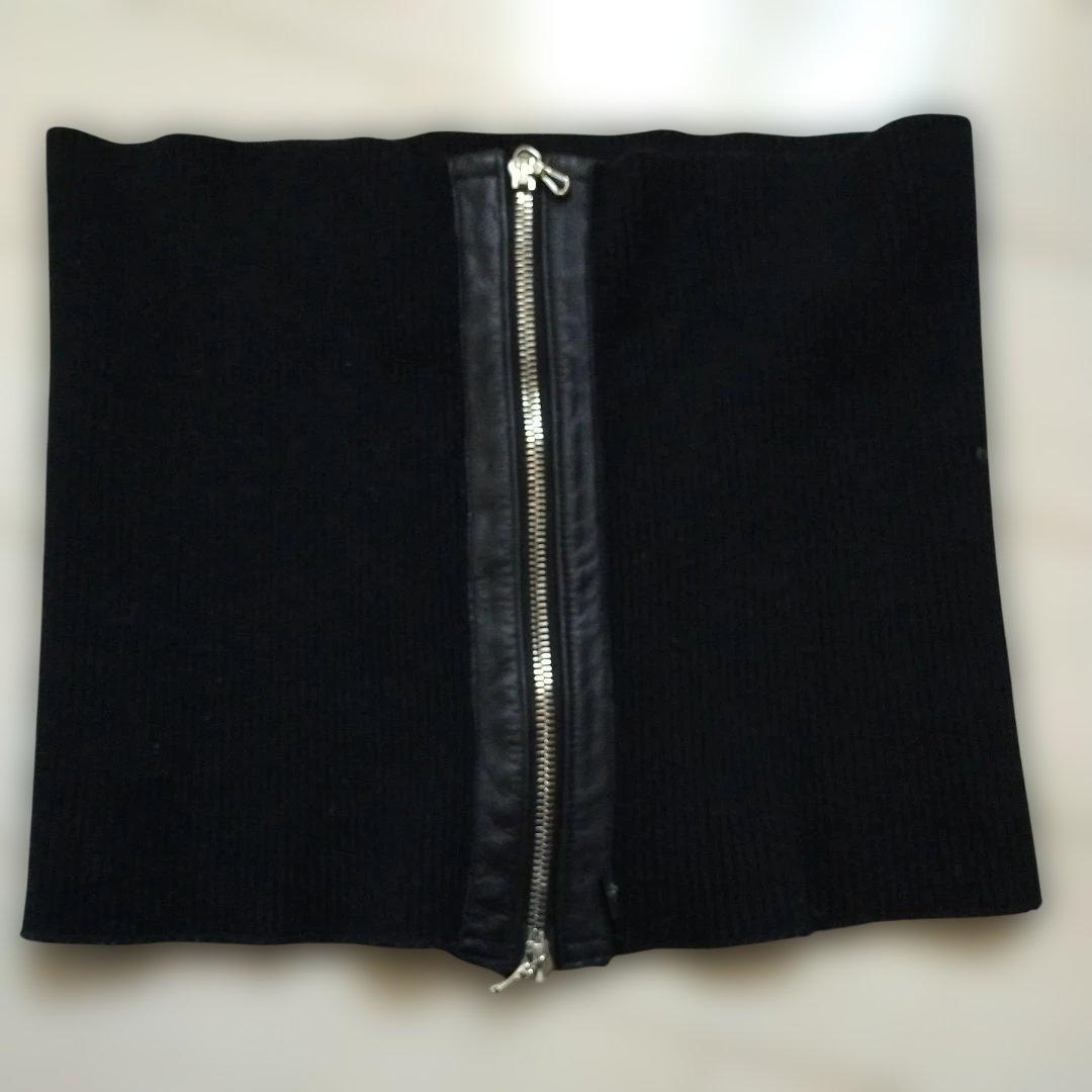 BACKBONE カシミヤ混 ジップネックウォーマー スヌード カウハイド 牛革