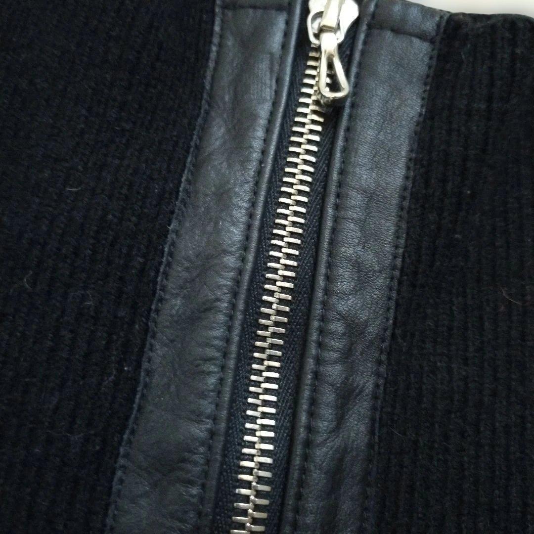 BACKBONE カシミヤ混 ジップネックウォーマー スヌード カウハイド 牛革