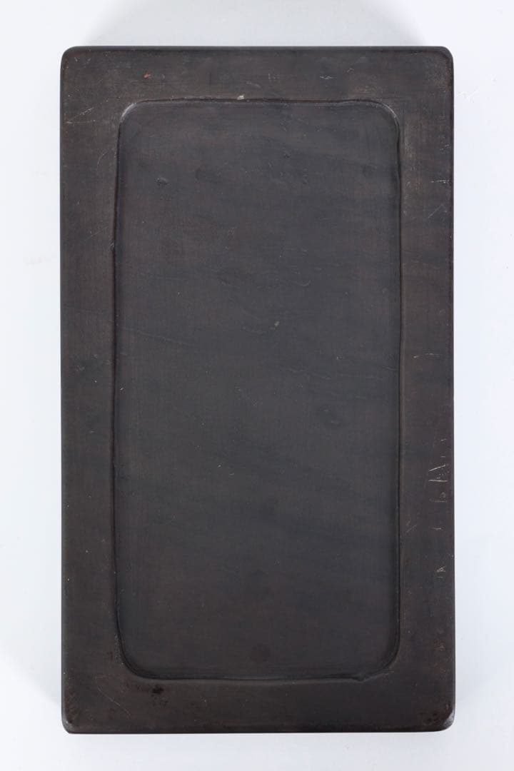 御*榮様 中国古玩 象壺陰陽図彫 長方唐硯 唐木箱付 書道具 端渓硯 文房四宝