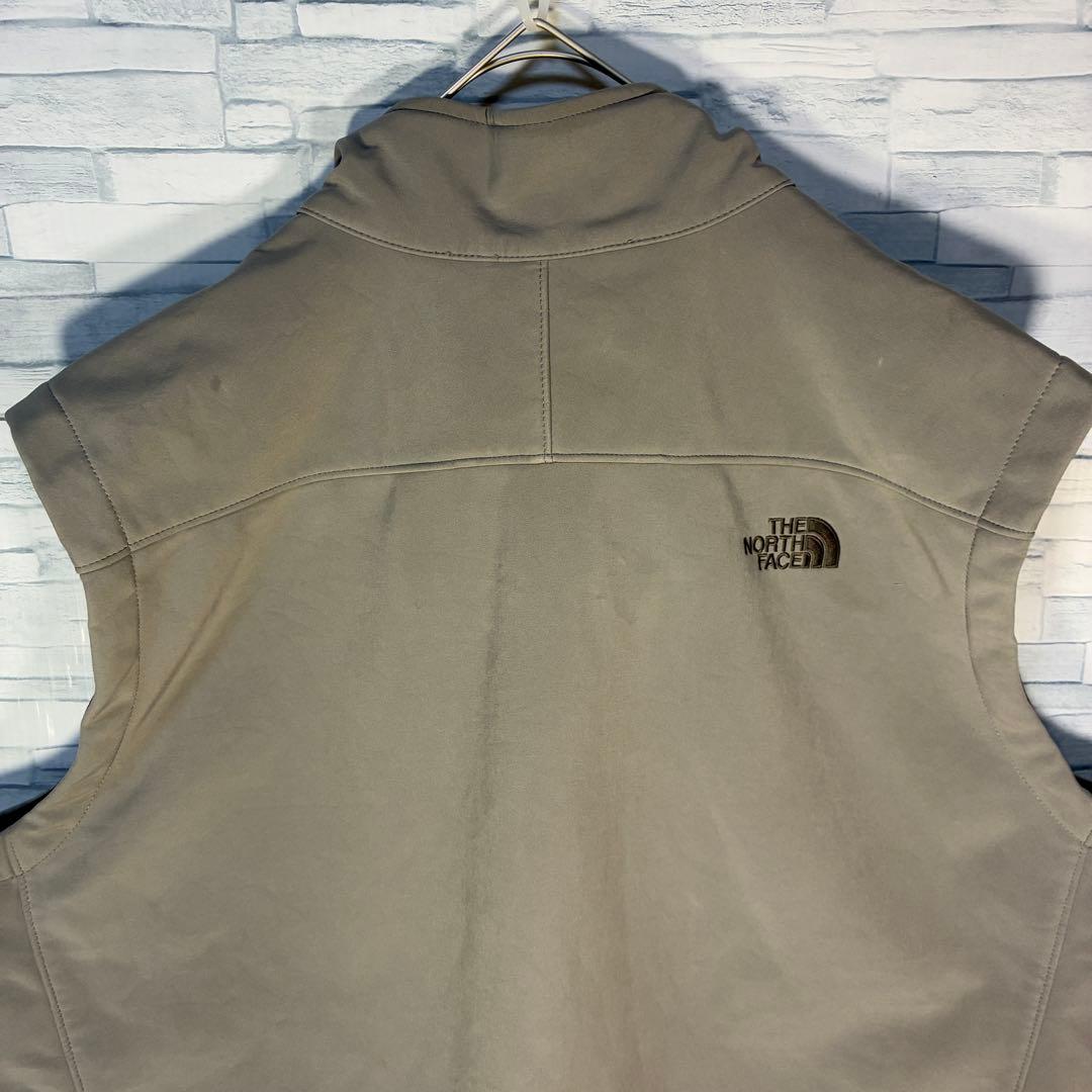 【USA古着】ノースフェイスソフトシェルベスト3XLグレービック刺繍ドロー